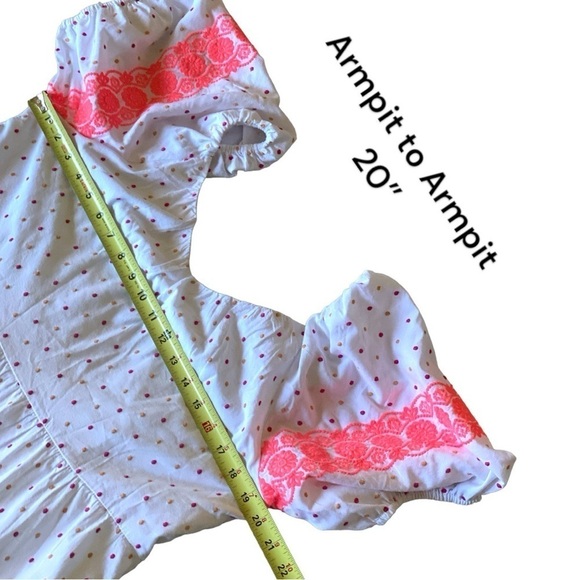 Embroidered Dot Tiered Swing Dress White Multicolored Garden Girl Women’s Large - Picture 8 of 14